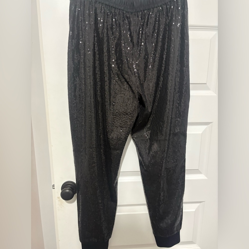 NWOT All Saints Soraya High Waist Relaxed Fit Black Sequin Joggers Size XL - Picture 4 of 7